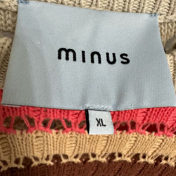 Minus Women's Mikala Long Sleeve Knit Pullover Long Sleeve Stripe Multi Relax XL - Picture 10 of 12